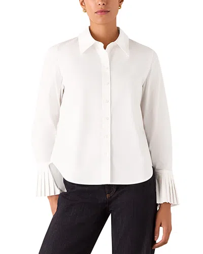 Whistles Marcy Pleated Cuff Shirt In White