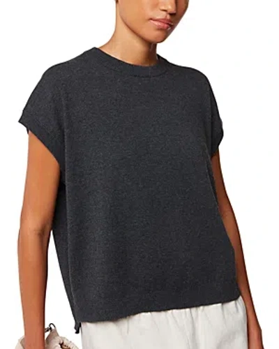 Whistles Melanie Cap Sleeve Top In Dark Grey