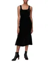 Whistles Womens Black Mila Square-neck Fitted Velvet Midi Dress 4 In Black
