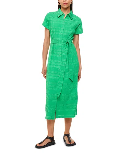 Whistles Millie Textured Shirt Dress In Green