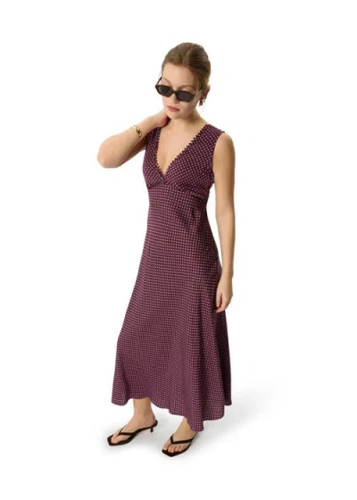 Whistles Mini Spot Sleeveless Dress In Brown