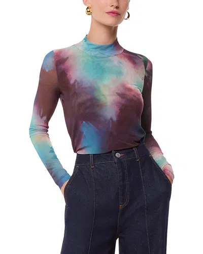 Whistles Mock Neck Mesh Top In Multi-coloured