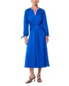 Whistles Molly Satin Ruched Dress In Blue
