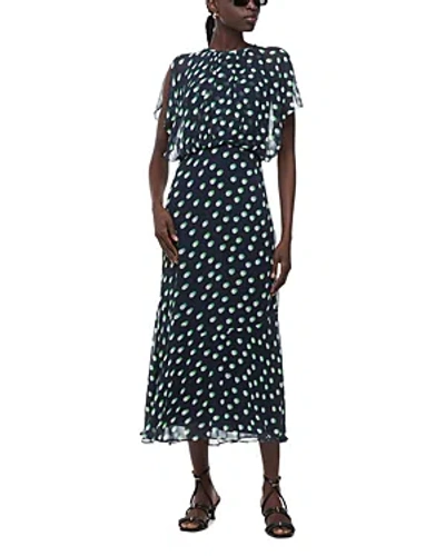 Whistles Moon Spot Dress In Navy/multi