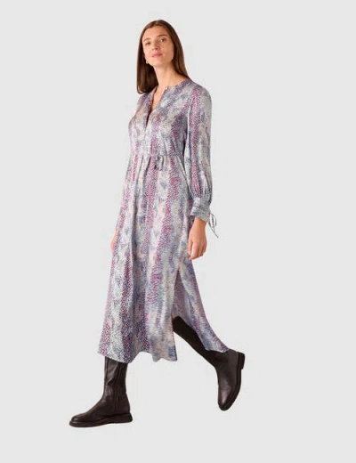 Whistles Womens Multi-coloured Mottled Snake-print Woven Midi Dress