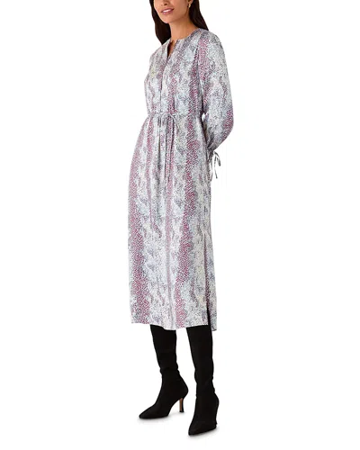 Whistles Mottled Snake Print Midi Dress In Multicolor