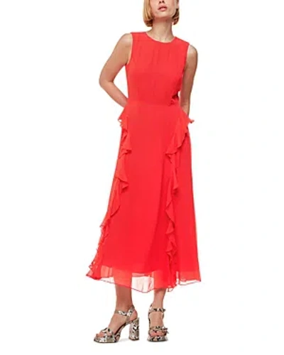 Whistles Nellie Frill Detail Midi Dress In Red