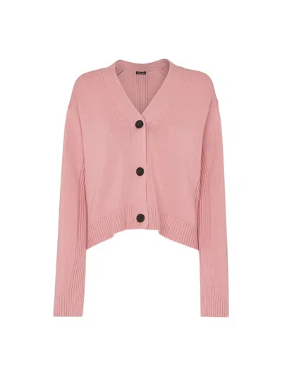 Whistles Nina Button Front Cardigan In Dusty Pink