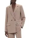 Whistles Nina Double Breasted Blazer In Taupe