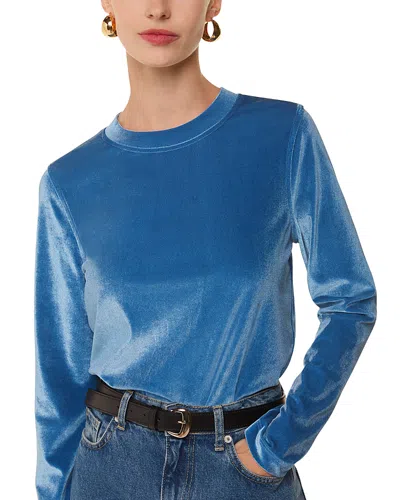 Whistles Olivia Velvet Top In Pale Blue