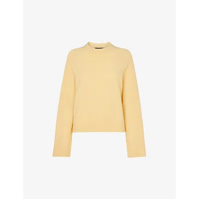 Whistles Womens Yellow Alana Crew-neck Regular-fit Stretch Wool-blend Jumper
