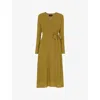 Whistles Alex Textured Wrap Midi Dress In Brown