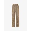 Whistles Womens Cream Animal-spot Barrel-leg Denim Jeans In Cream
