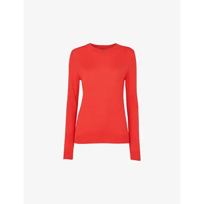 Whistles Womens Annie Metallic-weave Woven Top Red