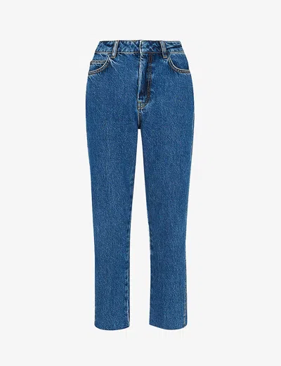 Whistles Womens Blue Authentic Slim-leg High-rise Cropped Jeans 29