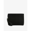 Whistles Womens Black Avah Zip-up Suede Clutch In Black