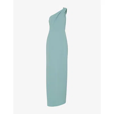 Whistles Omens  Bethan One-shoulder Stretch-woven Maxi Dress In Pale Green