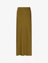 Whistles Bias-cut Satin Midi Skirt In Khaki/olive