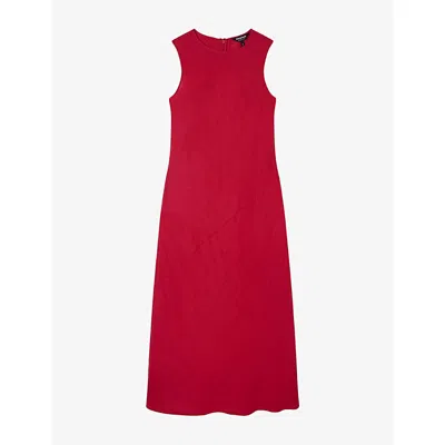 Whistles Womens Red Bias-cut Sleeveless Linen Midi Dress