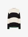 Whistles Womens Black Block-stripe Funnel-neck Stretch-knit Jumper In Black
