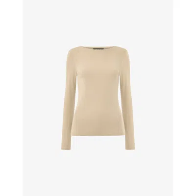 Whistles Omens  Boat-neck Stretch-knit Top In Neutral