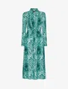 Whistles Leopard Print Tie Front Midi Dress In Multi-coloured