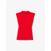 Whistles Womens Cable-knit V-neck Knitted Wool-blend Vest Red In Red