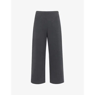 Whistles Womens Grey Camilla Wide-leg High-rise Stretch-woven Trousers
