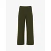 Whistles Omens  Camilla Wide-leg High-rise Stretch-woven Trousers In Khaki/olive