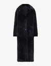 Whistles Womens Navy Camille Regular-fit Button-up Shearling Coat In Navy