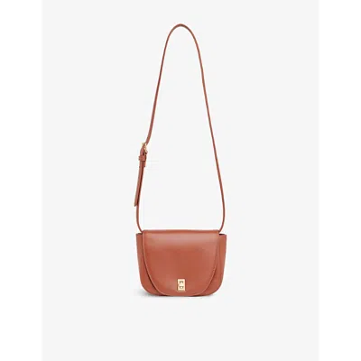 Whistles Womens Carlota Turn-lock Leather Satchel Bag Brown