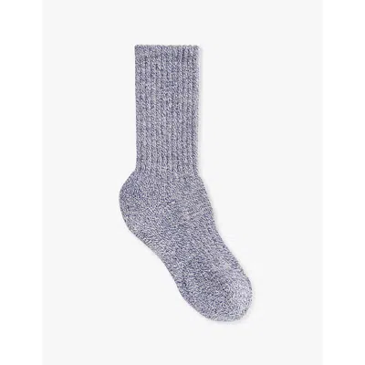 Whistles Omens  Chunky Marl Crew-length Stretch-cotton Socks In Navy