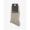Whistles Womens Khaki/olive Chunky Marl Stretch-cotton Ankle Socks In Gray