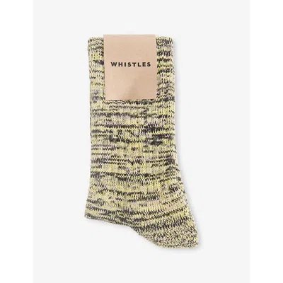 Whistles Womens Chunky Marl Stretch-cotton Socks Yellow