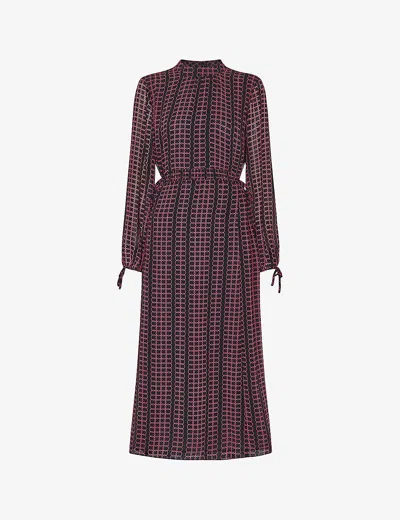 Whistles Womens Black Circle-print Woven Midi Dress