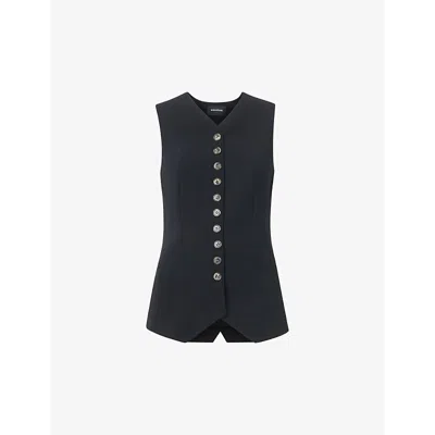 Whistles Womens Cora V-neck Crepe Waistcoat Black