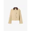 Whistles Womens Corduroy-collar Cropped Stretch-cotton Jacket Cream In Neutral