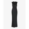 Whistles Womens Black Cowl-neck Open-back Satin Maxi Dress In Black