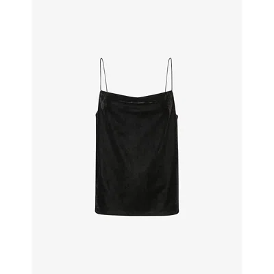 Whistles Womens Cowl-neck Regular-fit Stretch-velvet Cami Top Black