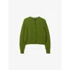 Whistles Womens Green Crewneck Buttoned Wool And Cotton-blend Cardigan In Green