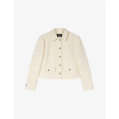 Whistles Cropped Boucle Jacket In Neutral