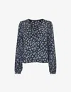 Whistles Womens Black Dalmatian-print Wide-collar Woven Shirt In Black