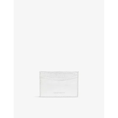 Whistles Omens  Debossed-logo Metallic-leather Card Holder In Silver