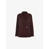 Whistles Womens Chocolate Double-breasted Relaxed-fit Wool-blend Coat In Multi