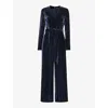 Whistles Womens Elora Wide-leg Velvet Jumpsuit Navy In Navy