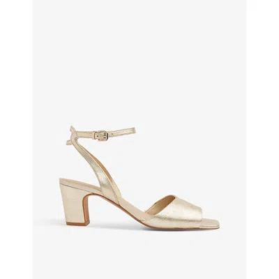 WHISTLES WOMENS GOLD EMERSON HEELED METALLIC LEATHER SANDALS EUR 38/5 UK,56564694