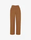 Whistles Emily Cotton Button Front Trousers In Cream