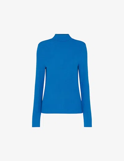 Whistles Womens Essential Ribbed Jersey Top In Cobalt Blue
