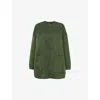Whistles Omens  Esther Quilted Oversized Recycled-polyester Coat In Khaki/olive