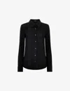 Whistles Womens Black Eva Sparkle Slim-fit Stretch-woven Shirt In Black
